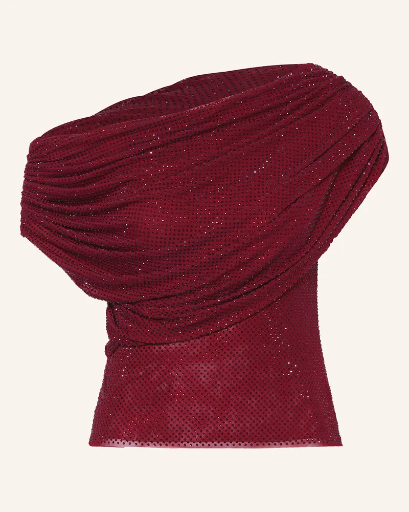 Self-Portrait Top Mit Schmucksteinen rot Dunkelrot