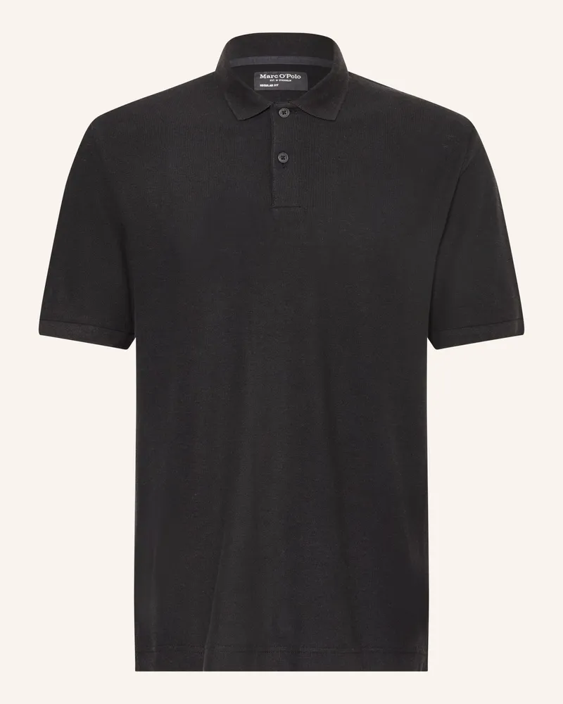 Marc O'Polo Jersey-Poloshirt Regular Fit Mit Leinen schwarz Schwarz