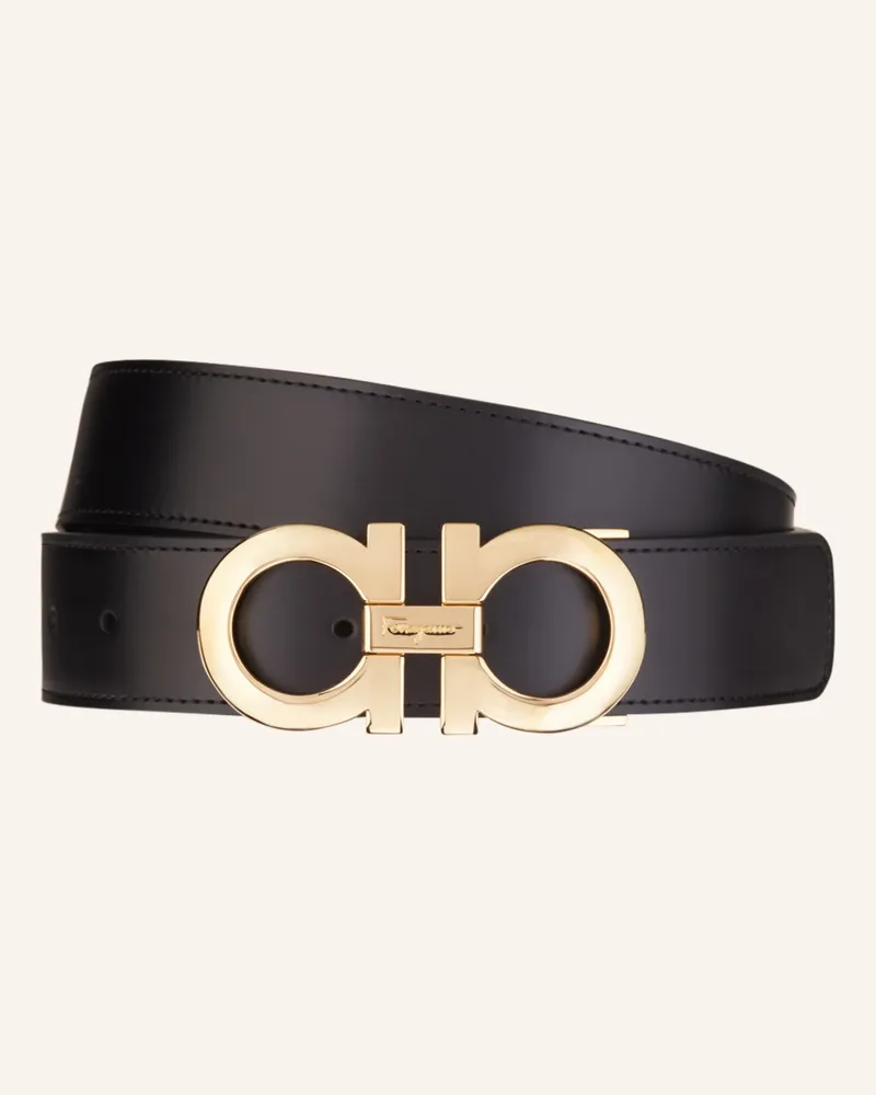 Ferragamo Ledergürtel Gancini schwarz Schwarz