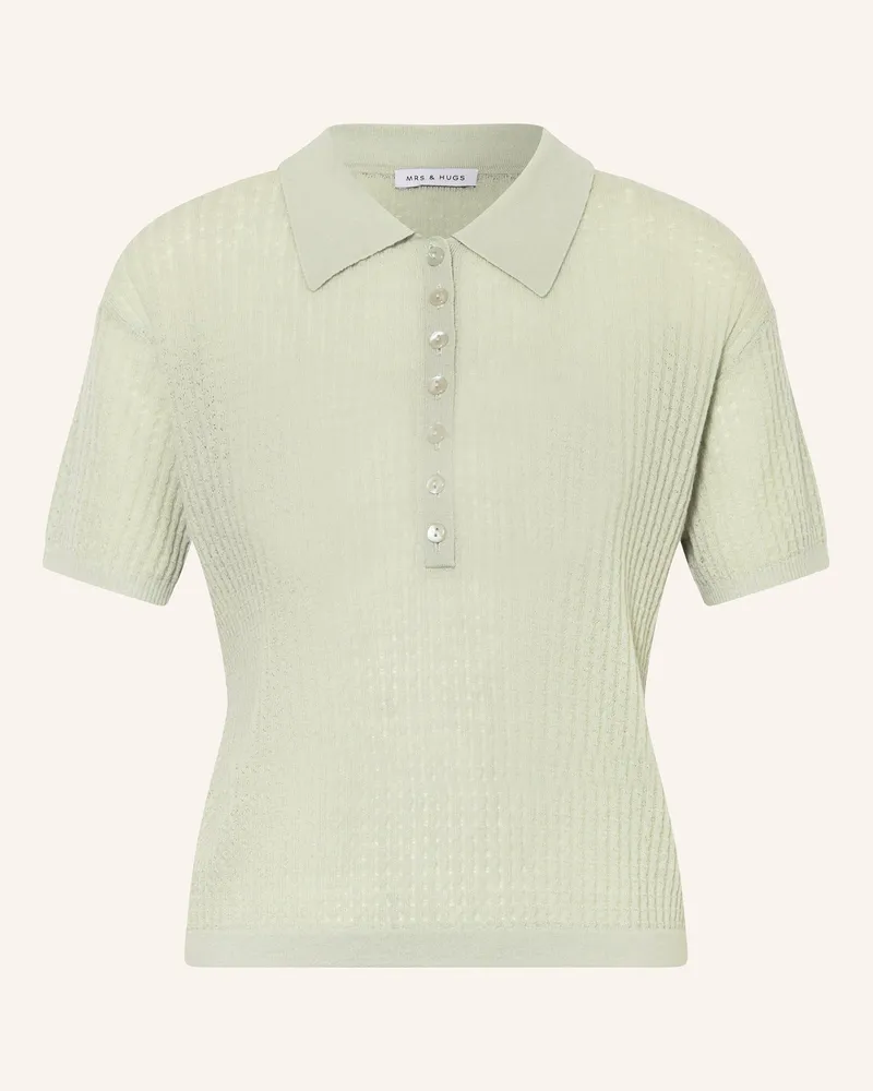 Mrs & HUGS Strick-Poloshirt mit Cashmere Hellgrün
