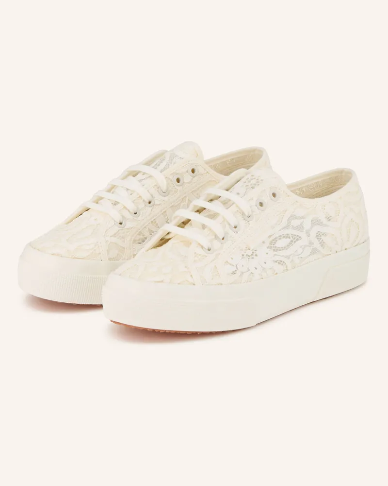 Superga Sneaker Pizzo Aus Spitze weiss Creme