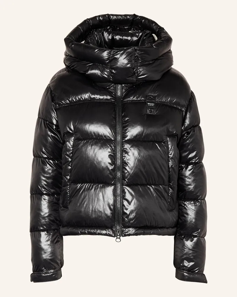 Blauer Steppjacke Gloria Mit Abnehmbarer Kapuze schwarz Schwarz