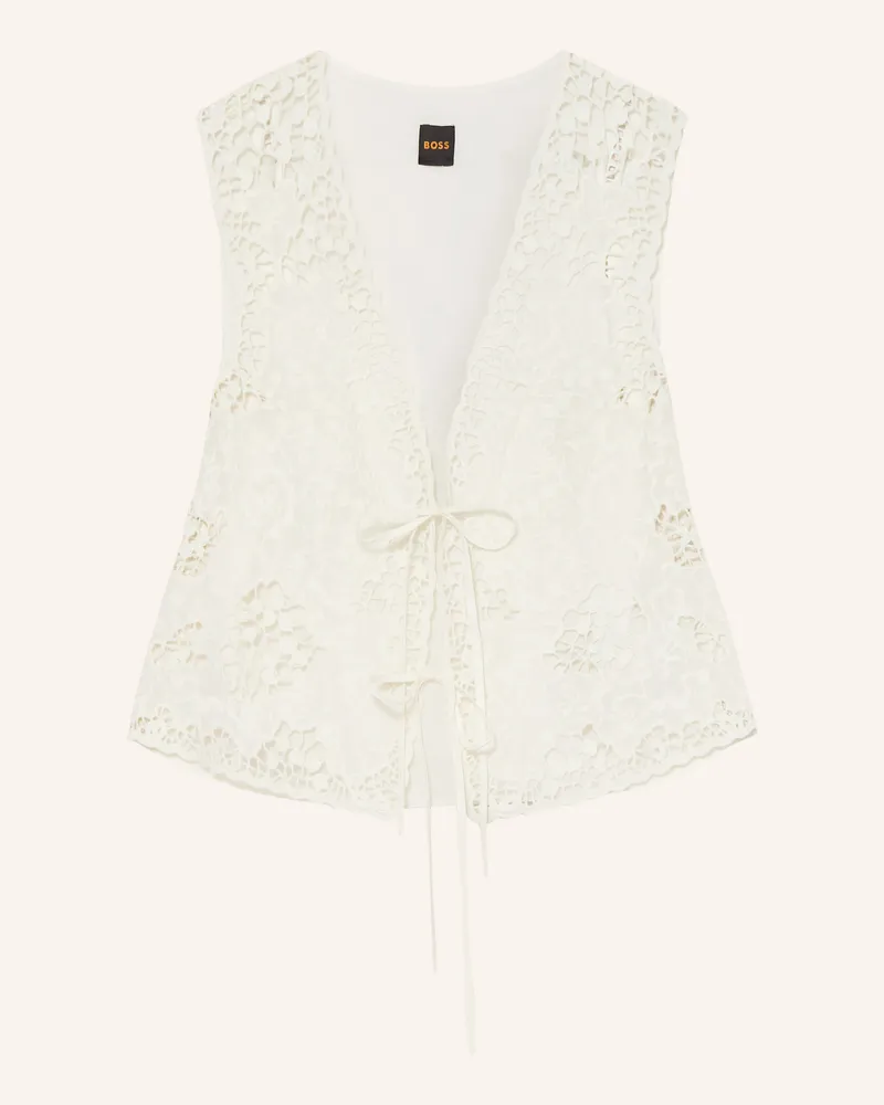HUGO BOSS Weste Irika Im Materialmix Mit Lochspitze weiss Weiss