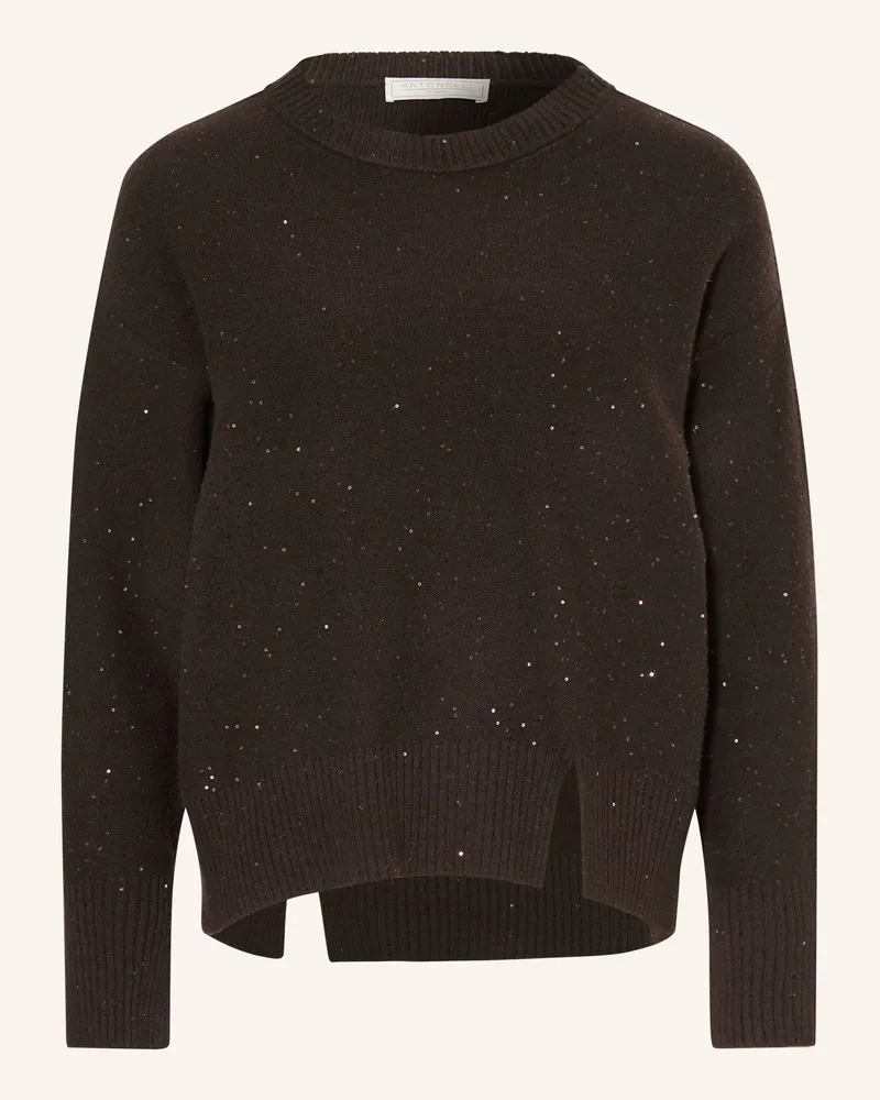 Antonelli Firenze Pullover Sila Mit Pailletten schwarz Dunkelbraun