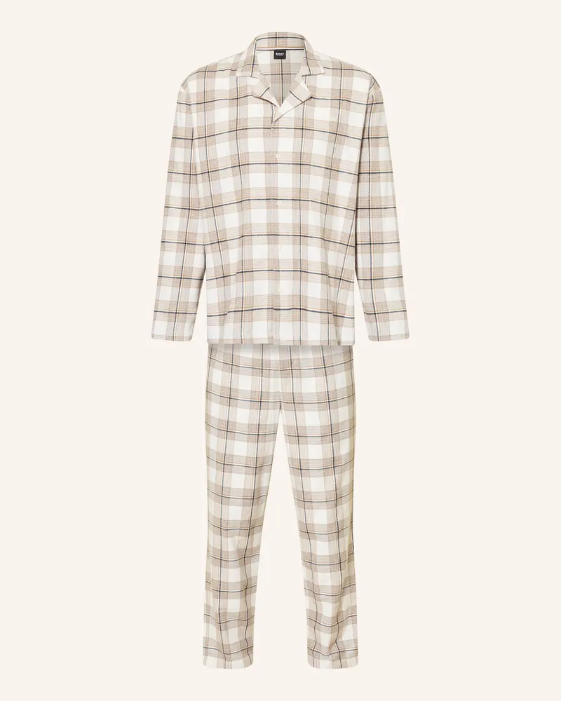 HUGO BOSS Schlafanzug Holiday beige Ecru