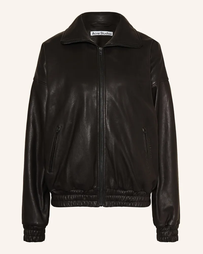 Acne Studios Lederjacke schwarz Dunkelbraun