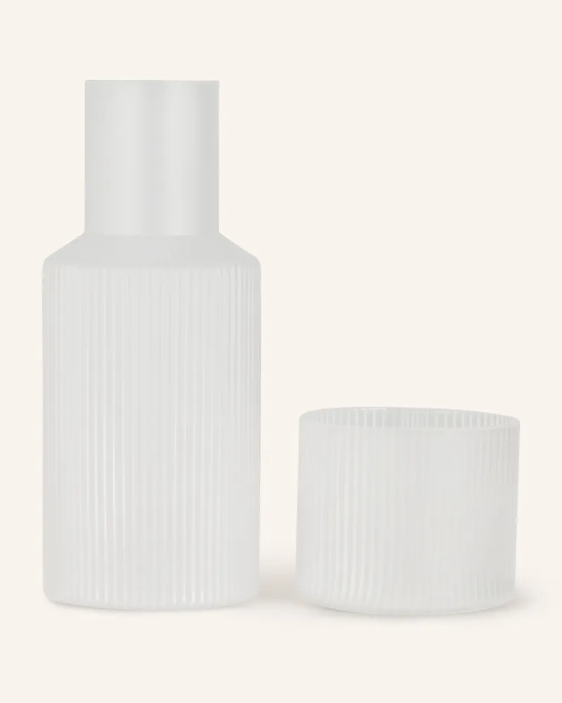 ferm LIVING Set Ripple Small: Karaffe Und Glas weiss Weiss