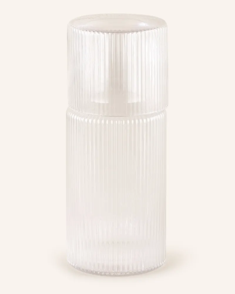 ferm LIVING Set Ripple Small: Karaffe Und Glas weiss Weiss