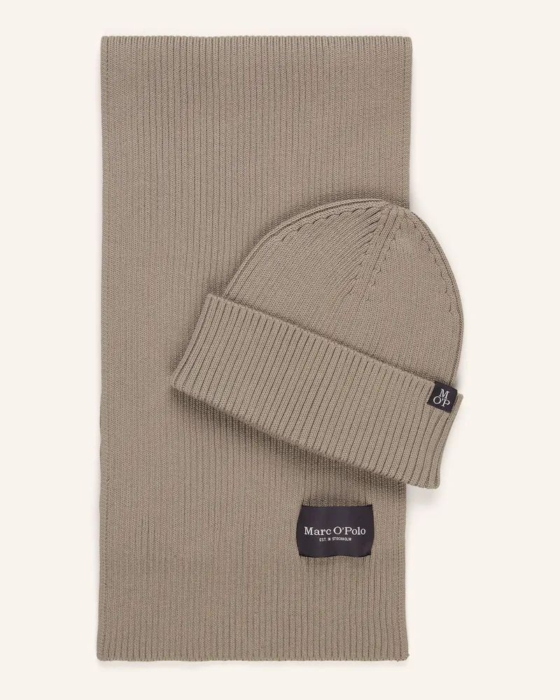 Marc O'Polo Set: Mütze Und Schal beige Hellbraun