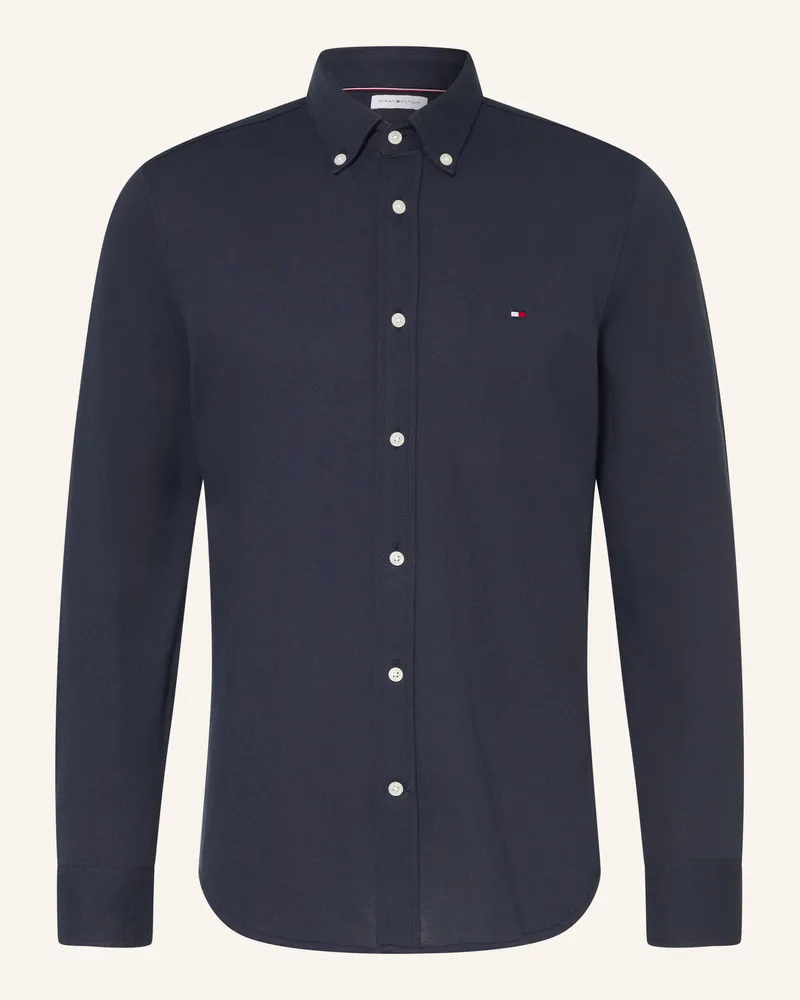 Tommy Hilfiger Piqué-Hemd Slim Ft blau Dunkelblau