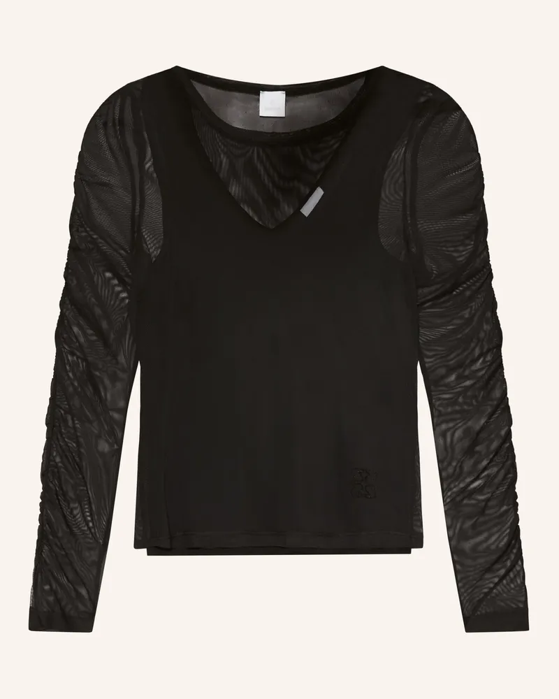 Sportalm Set: Longsleeve Aus Mesh Und Top schwarz Schwarz