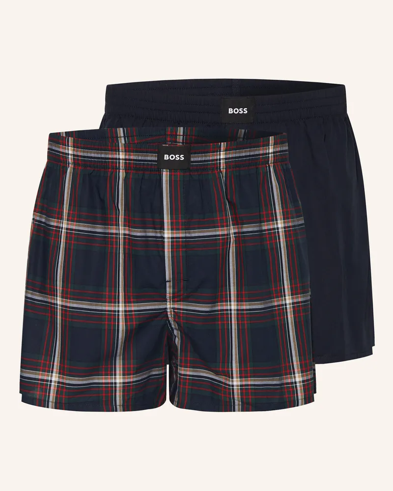 HUGO BOSS 2er-Pack Web-Boxershorts S. CW PEACH Dunkelblau