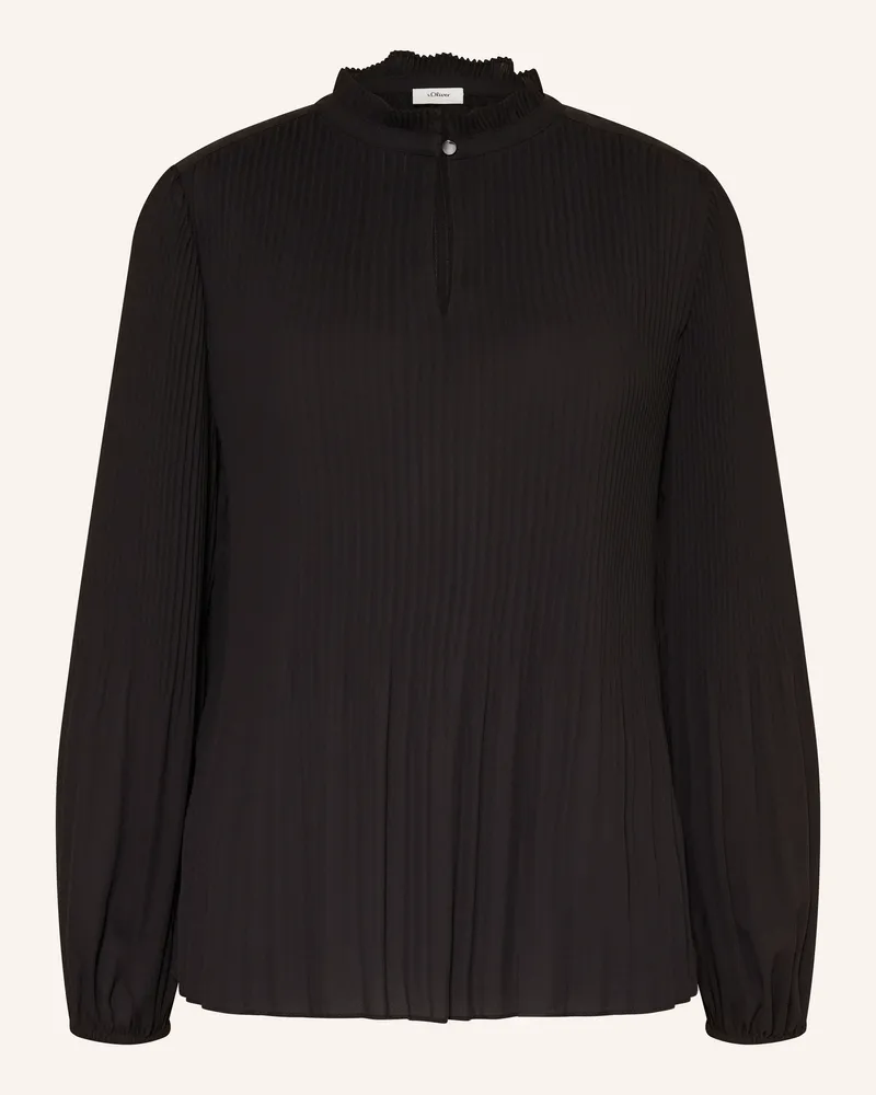 S.Oliver Blusenshirt aus Plissee Schwarz