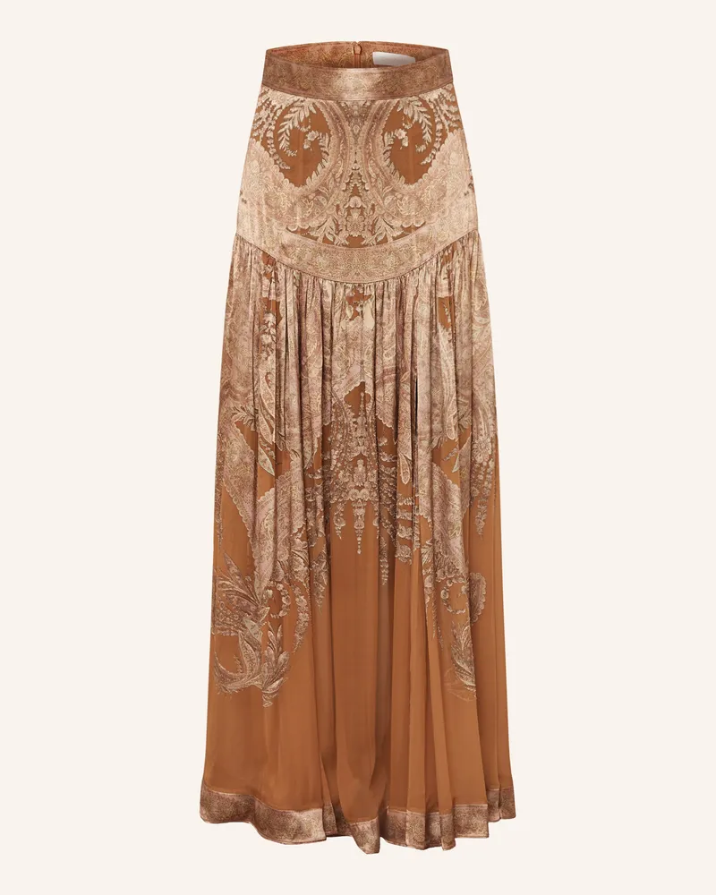Zimmermann Seidenrock MEMENTO mit Rüschen Cognac
