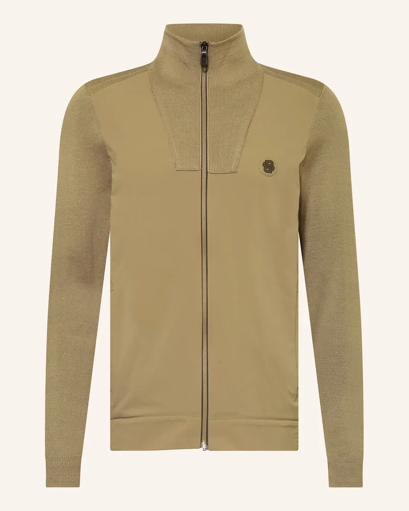 HUGO BOSS Strickjacke im Materialmix Beige