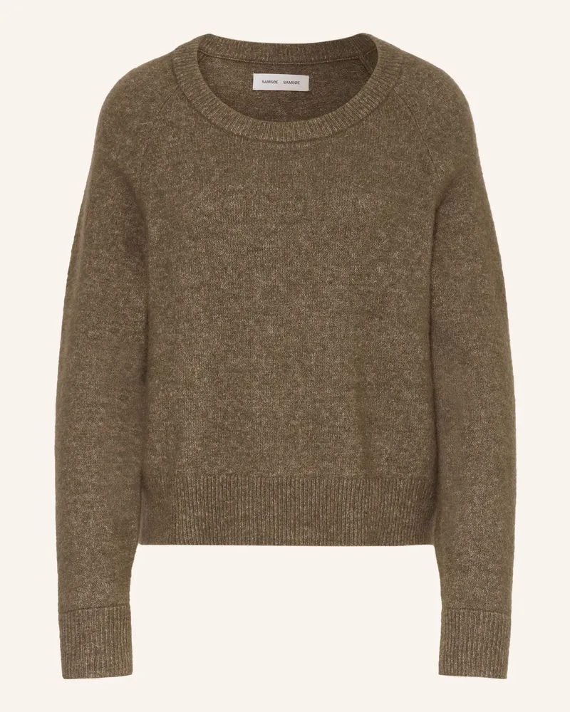 Samsøe & Samsøe Pullover NOR O-N SHORT mit Alpaka Khaki