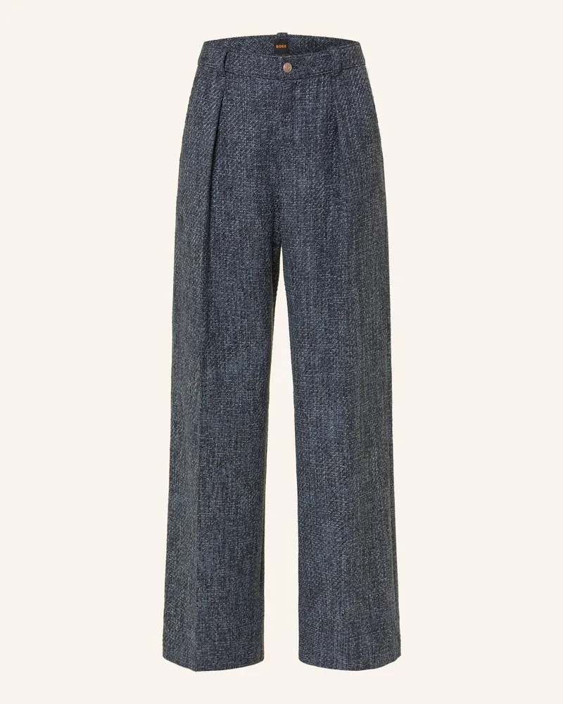 HUGO BOSS Bouclé-Hose Tanjura blau Dunkelblau