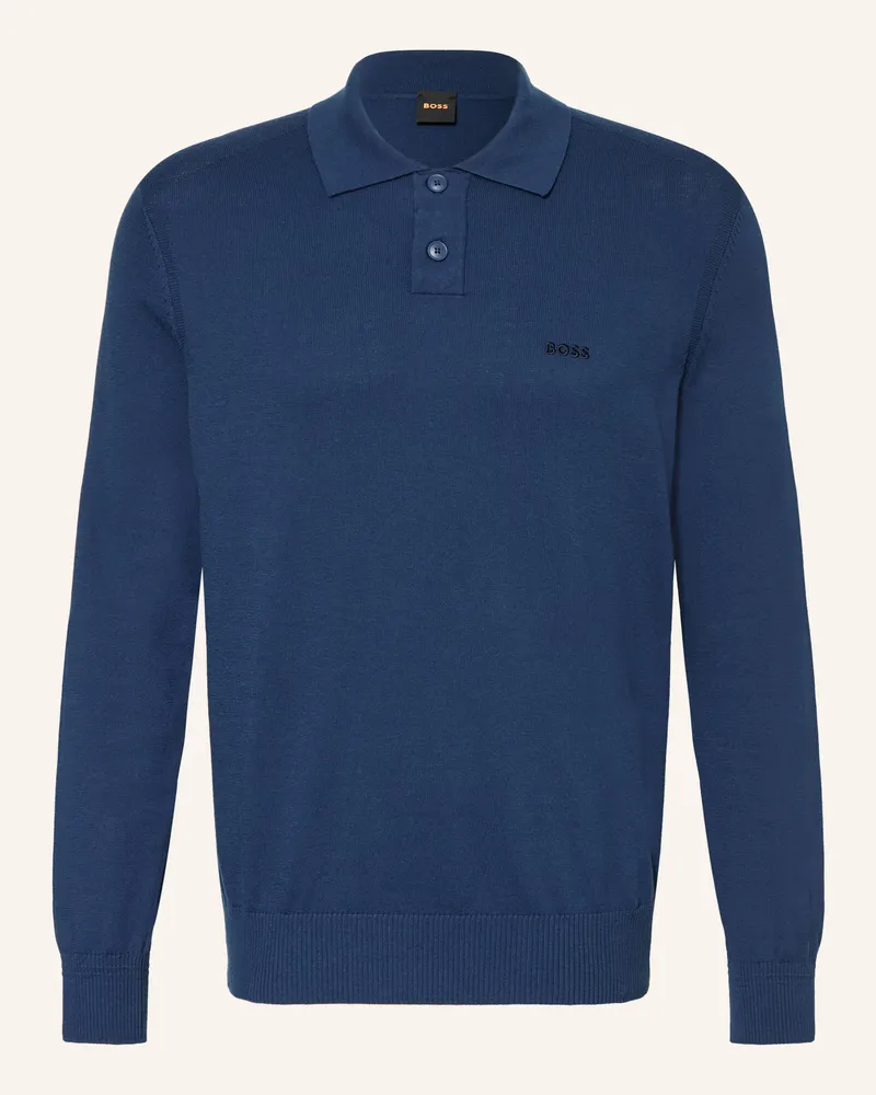 HUGO BOSS Strick-Poloshirt Asac blau Dunkelblau