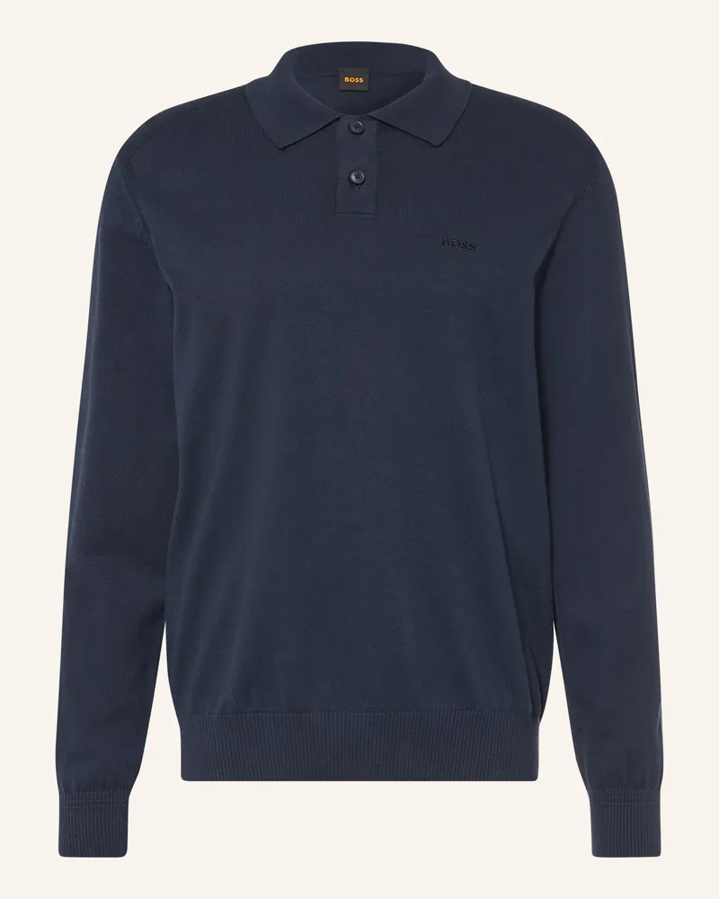 HUGO BOSS Strick-Poloshirt Asac blau Dunkelblau