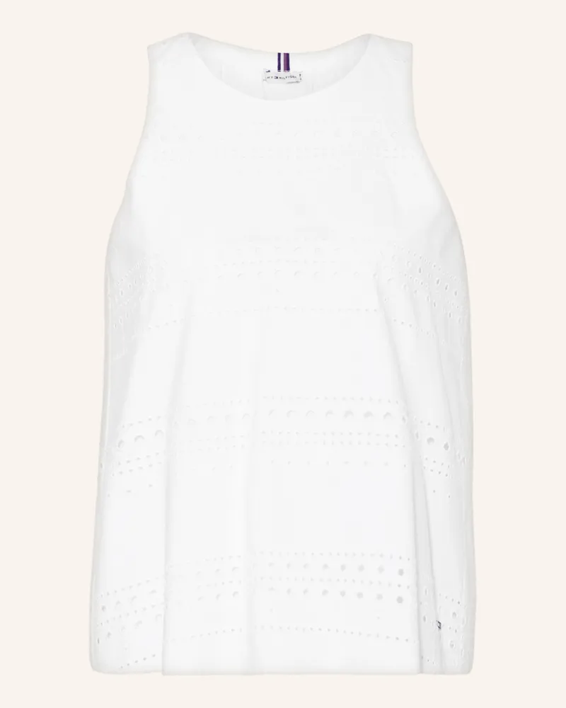 Tommy Hilfiger Top Aus Lochspitze weiss Weiss