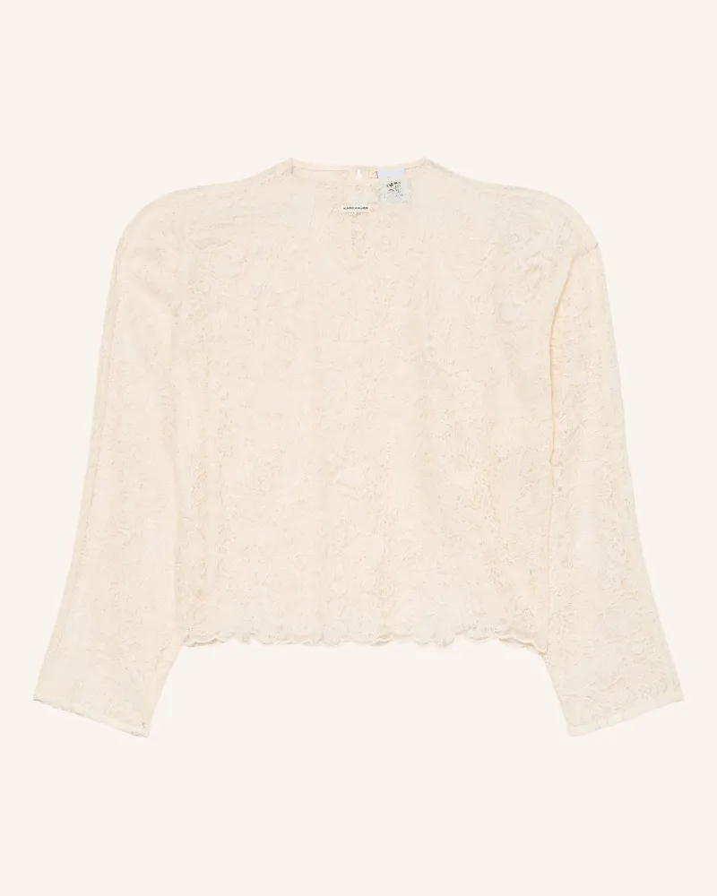 Karo Kauer Blusenshirt Aus Spitze beige Creme