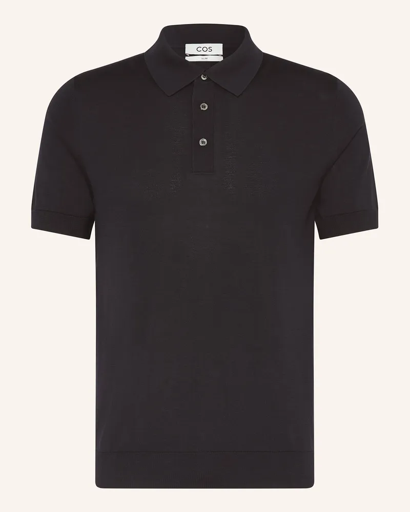 COS Strick-Poloshirt mit Seide Dunkelblau