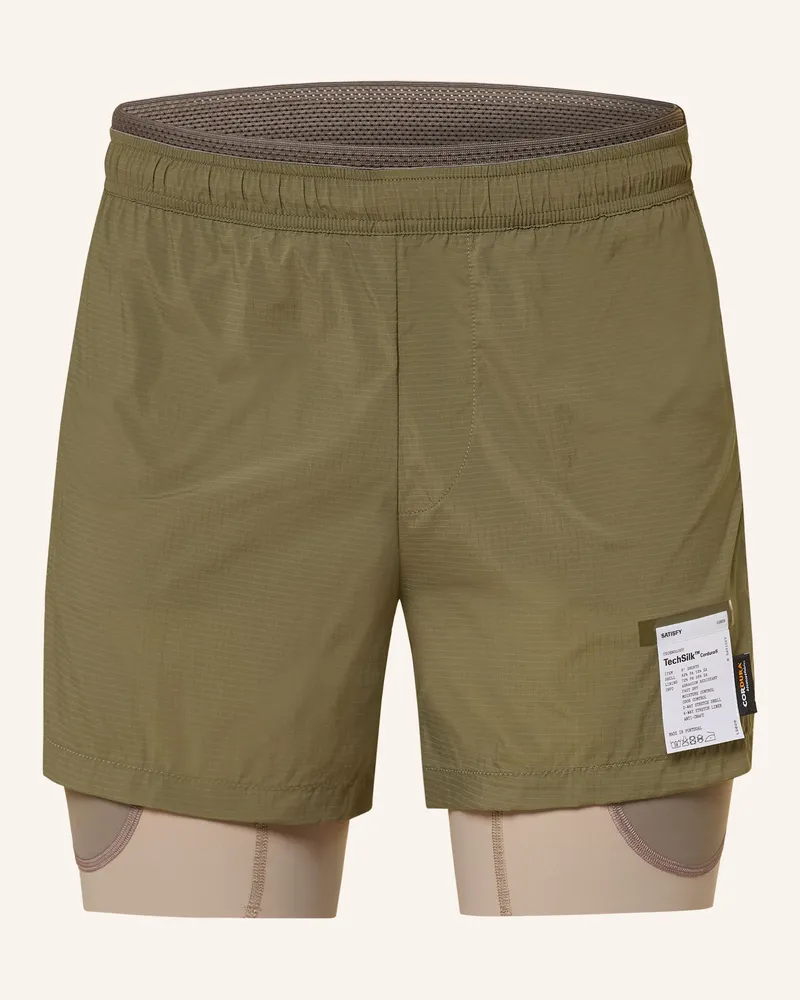 Satisfy 2-In-1-Laufshorts Techsilk™ Cordura® 8in gruen Oliv
