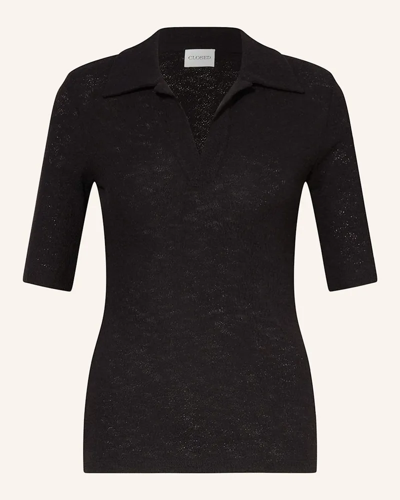 Closed Strick-Poloshirt Schwarz