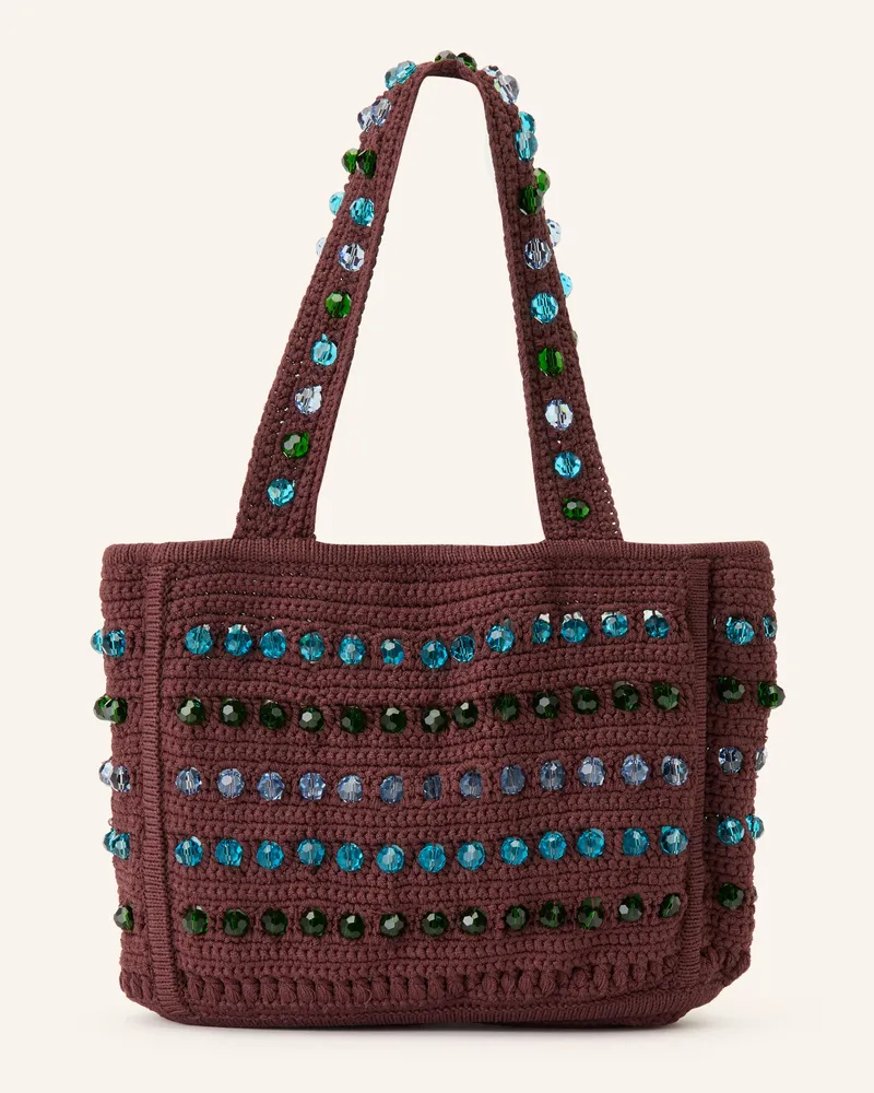 Sandro Handtasche Mit Schmucksteinen braun Dunkelbraun