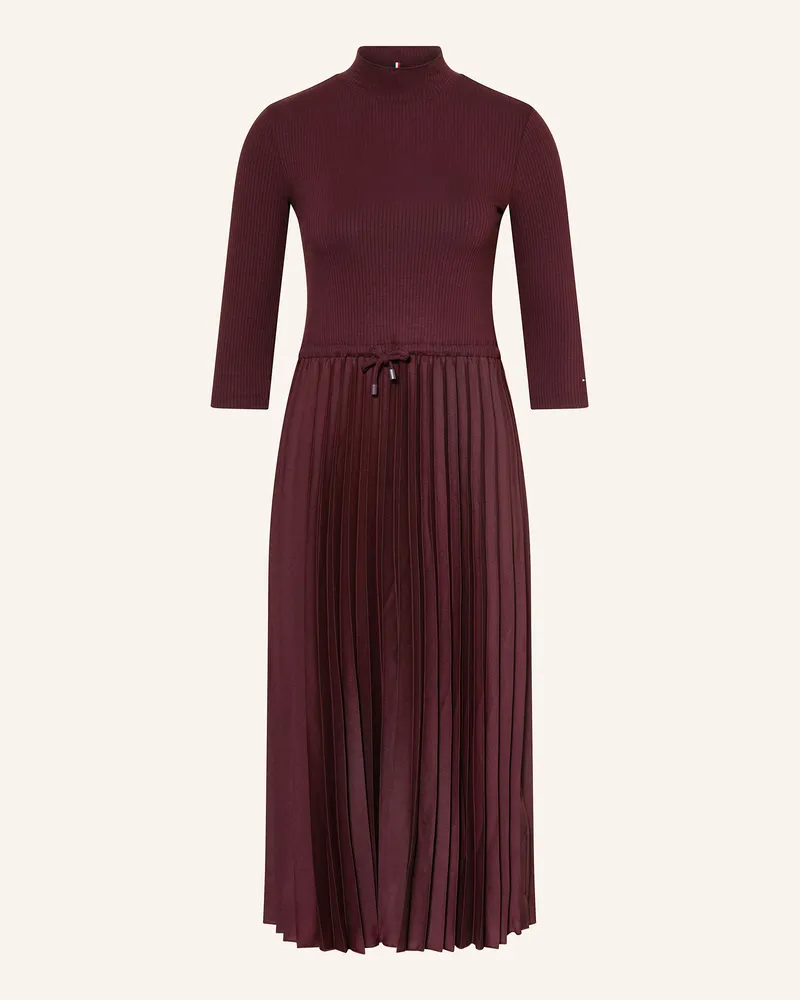 Tommy Hilfiger Kleid im Materialmix mit 3/4-Arm Dunkelrot