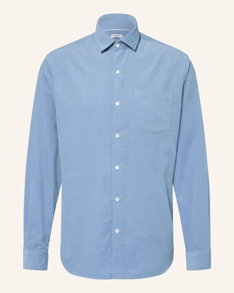 paul Cordhemd Comfort Fit blau Blaugrau