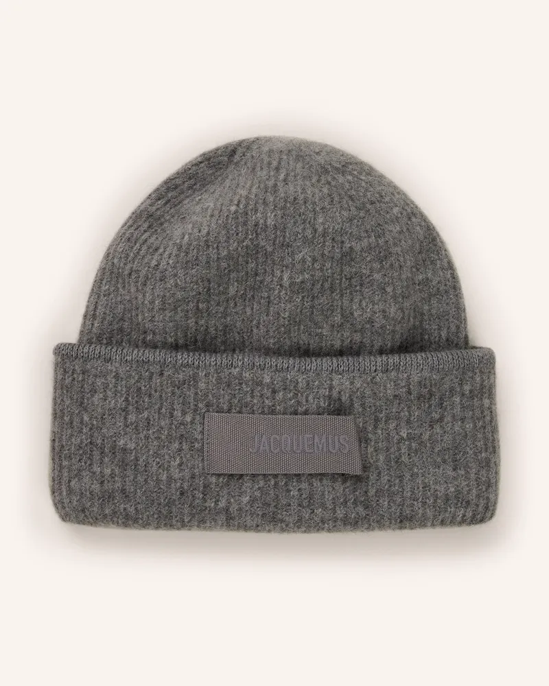 Jacquemus Mütze LE BONNET GROS GRAIN mit Alpaka Grau