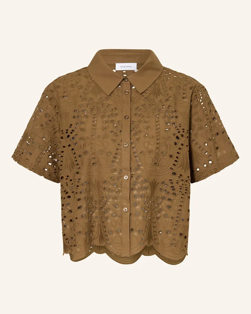 Darling Harbour Hemdbluse aus Lochspitze Olive