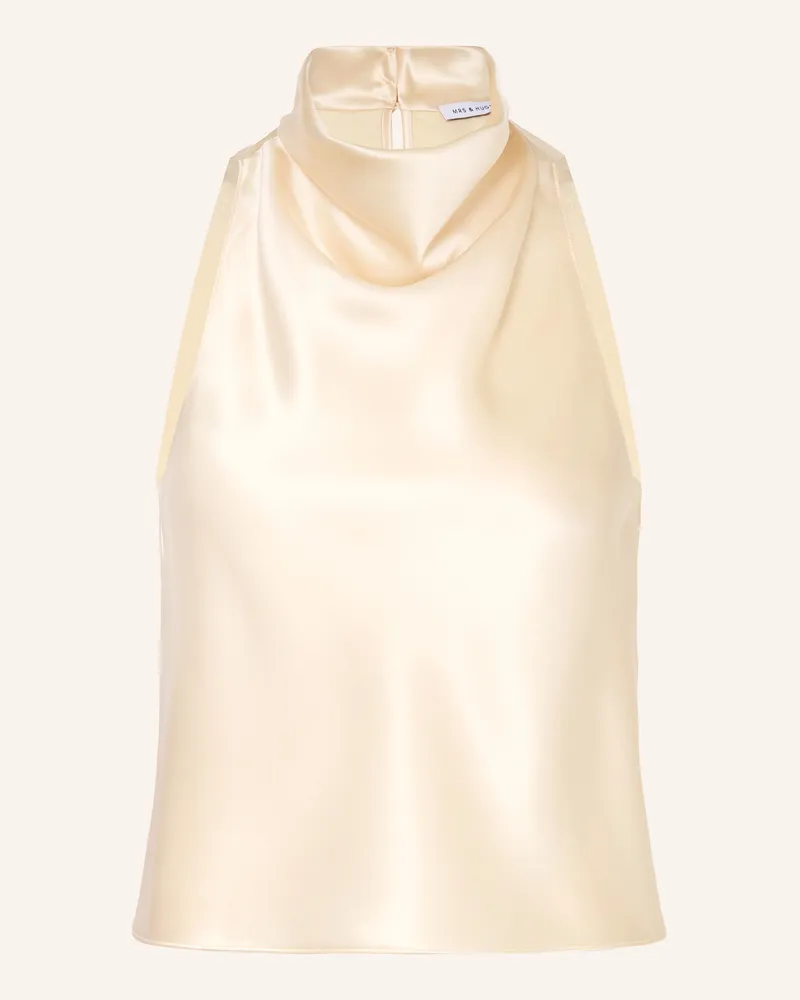 Mrs & HUGS Blusentop Aus Satin weiss Creme