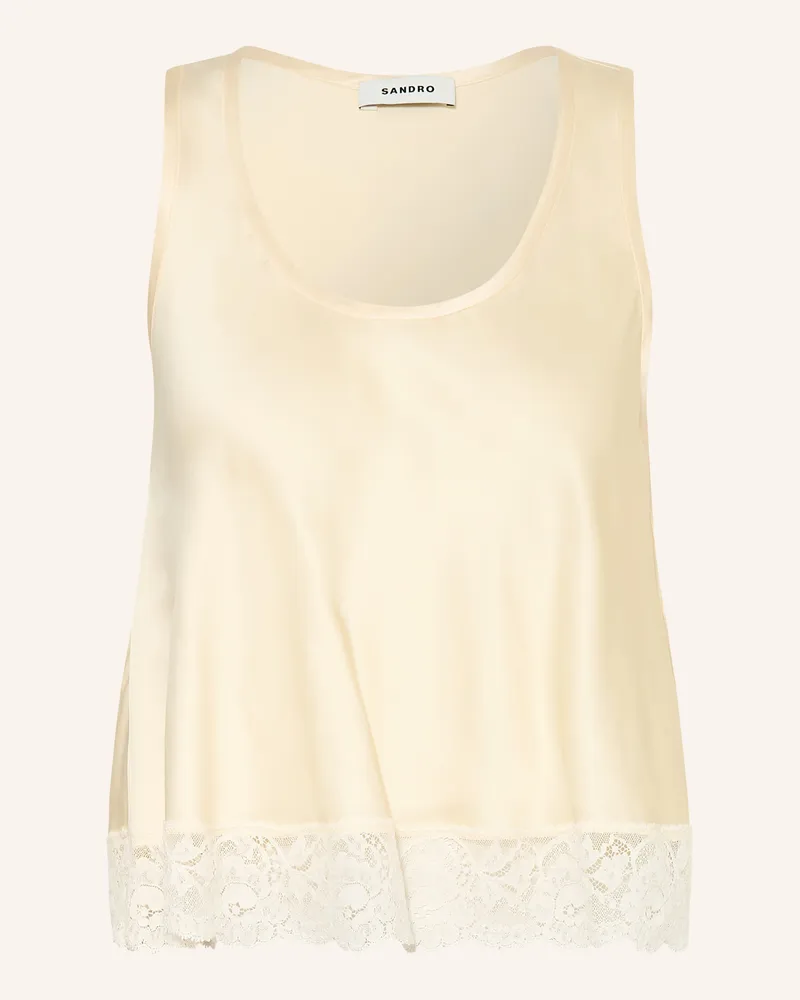 Sandro Satintop Mit Spitze gelb Hellgelb