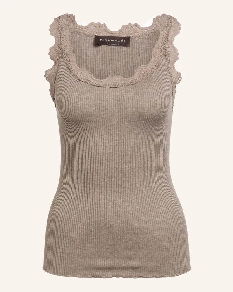 Rosemunde Seidentop Babette Mit Spitze braun Taupe