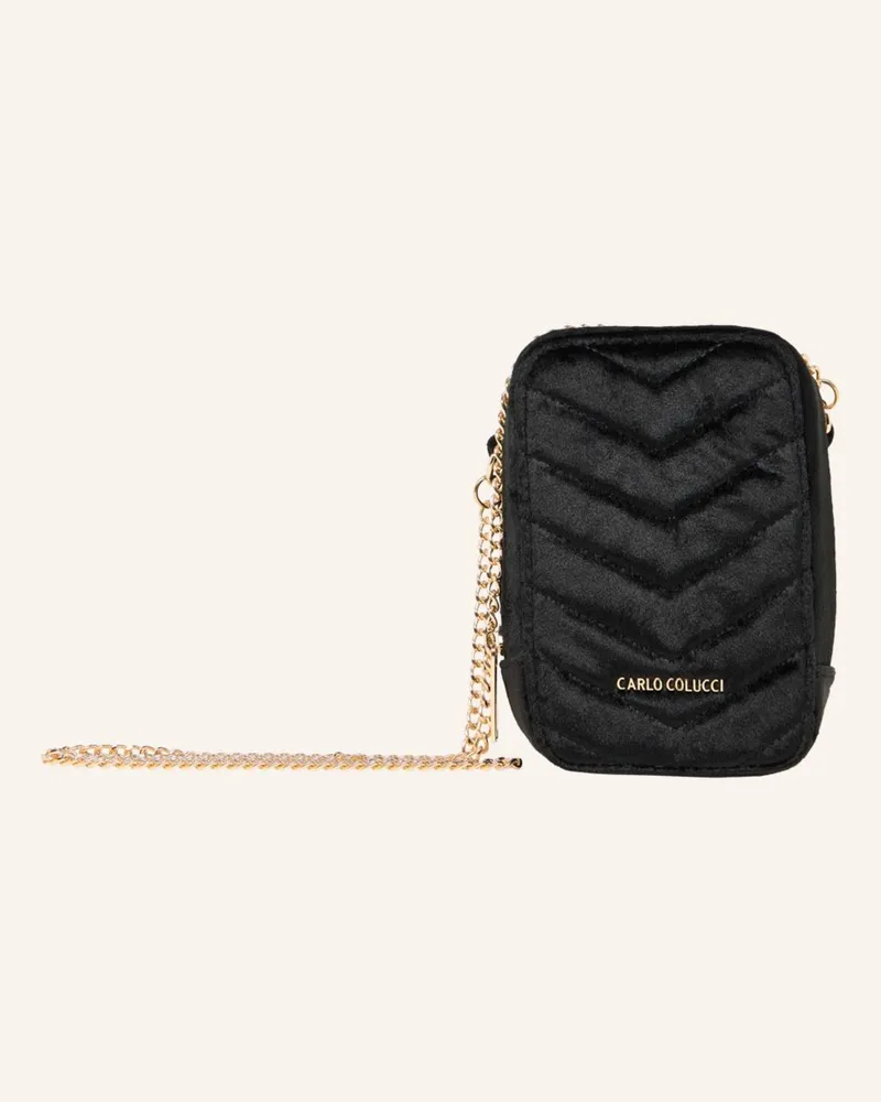 Carlo Colucci Samt Umhängetasche Mit Kette Dellavaja schwarz Schwarz
