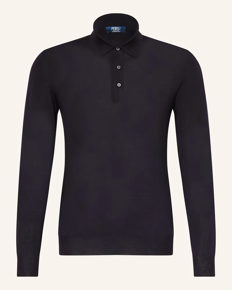 Fedeli Strick-Poloshirt blau Dunkelblau