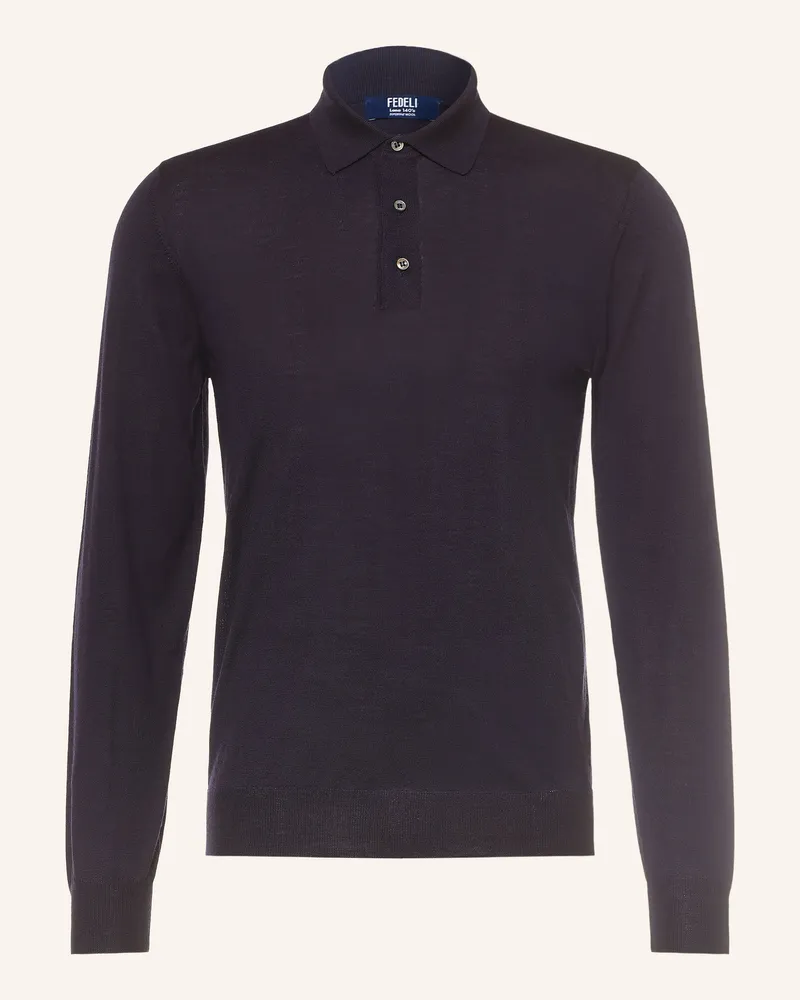 Fedeli Strick-Poloshirt blau Dunkelblau