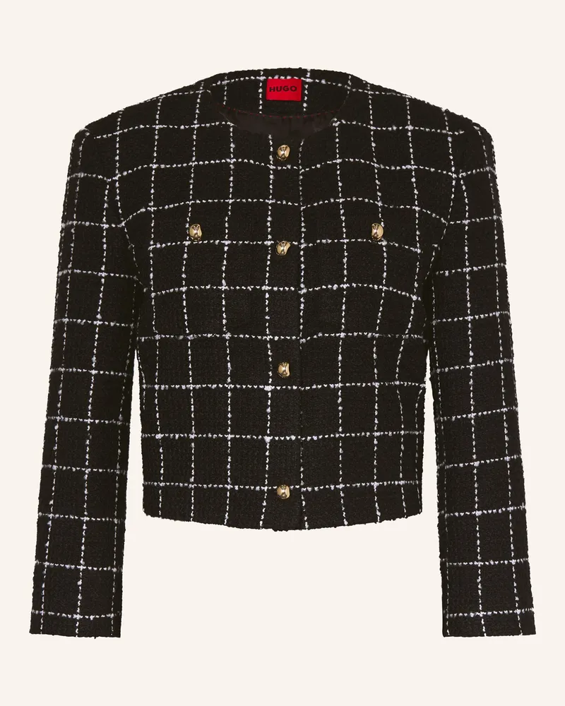 HUGO BOSS Kastenjacke Adini Aus Bouclé Mit 3/4-Arm schwarz Schwarz