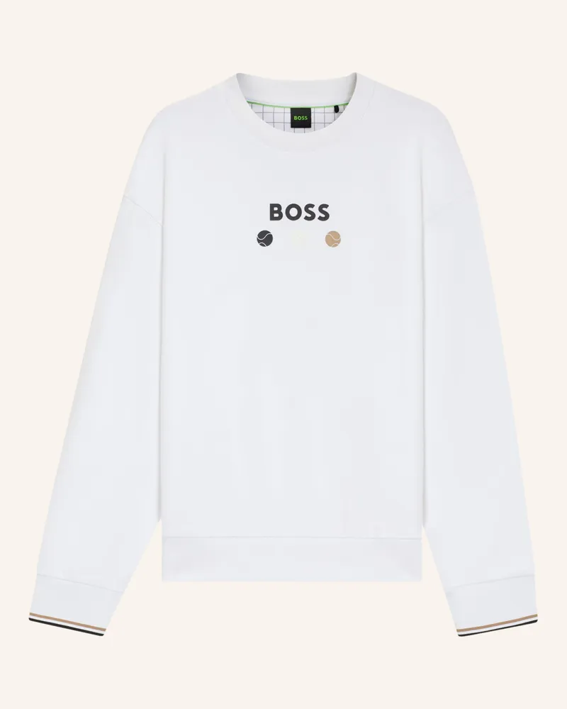 HUGO BOSS Sweatshirt CREW BOSS OPEN 25 Relaxed Fit Weiss