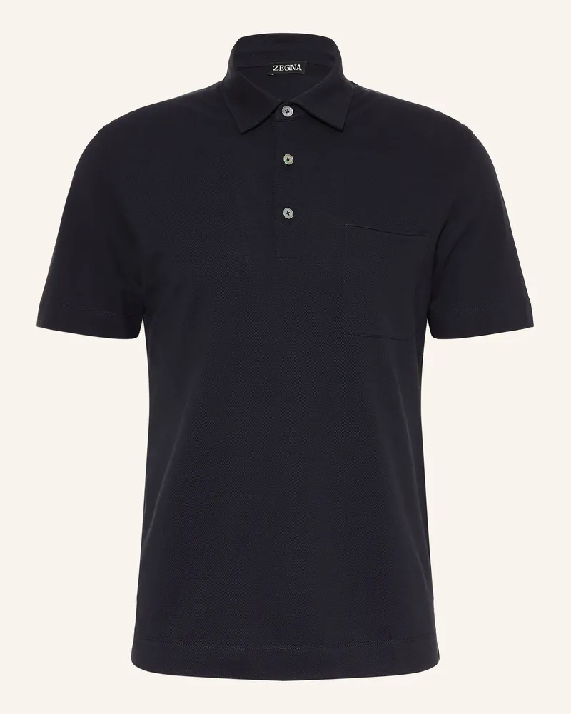 Ermenegildo Zegna Piqué-Poloshirt blau Dunkelblau