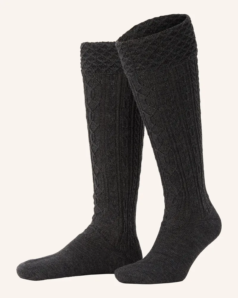 Lusana Trachten-Kniestrümpfe Aus Merinowolle grau Dunkelgrau