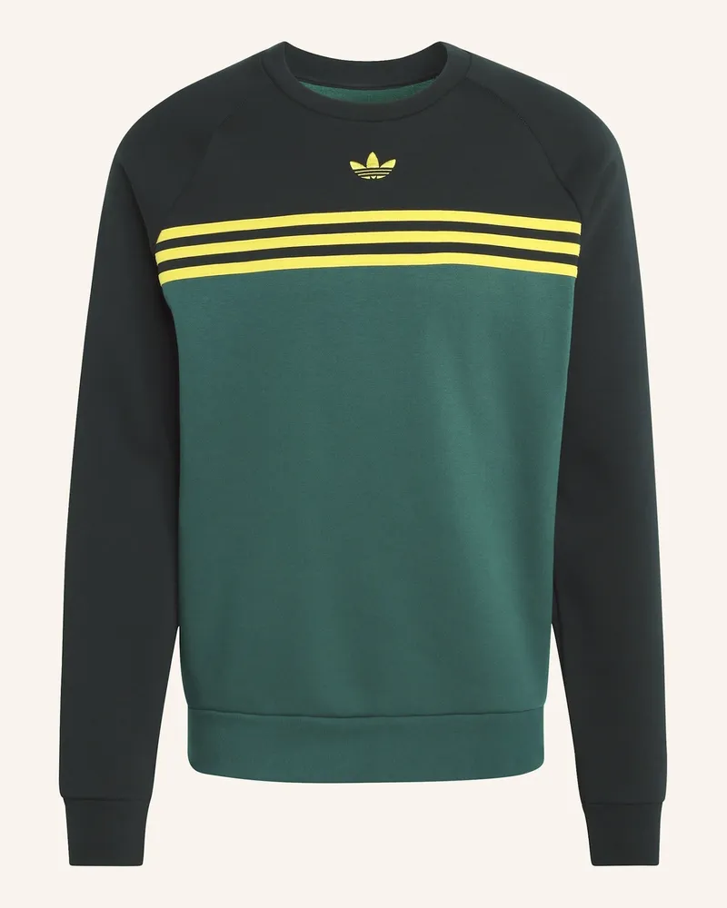 adidas CHEST STRIPES CREWNECK SWEATSHIRT Grün