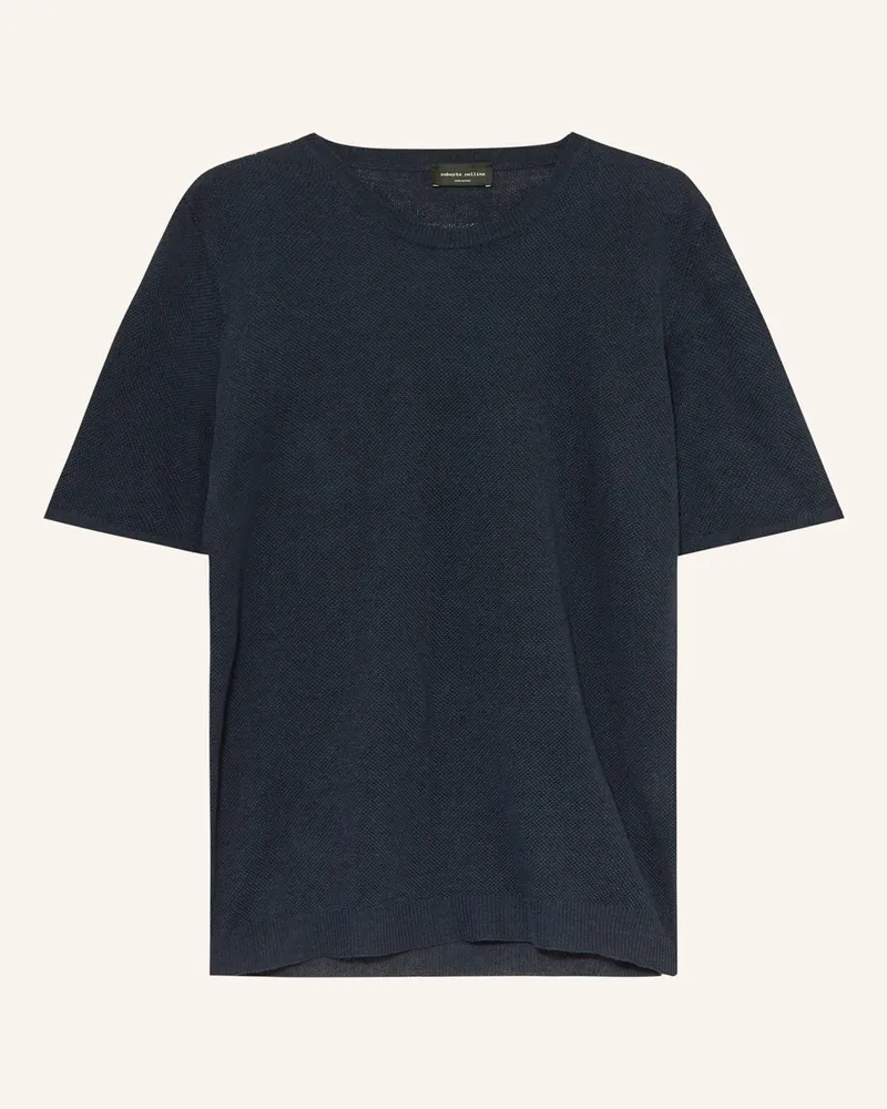 Roberto Collina Strickshirt aus Leinen Dunkelblau