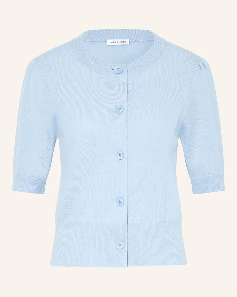 Mrs & HUGS Strickjacke Mit Cashmere blau Hellblau