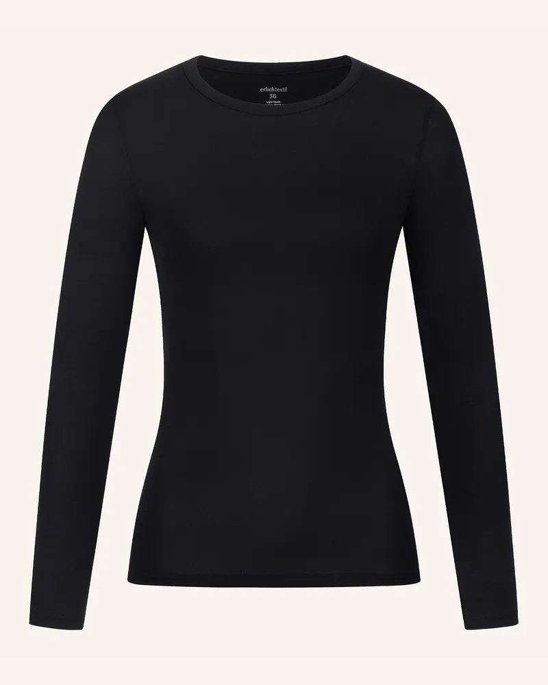 Ehrlich Textil Light Touch Schmales Langarmshirt Aus Lyocell - Seidig Weich schwarz Schwarz