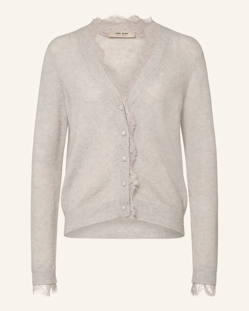 Mos Mosh Strickjacke Mmhelmi Mit Spitze grau Taupe