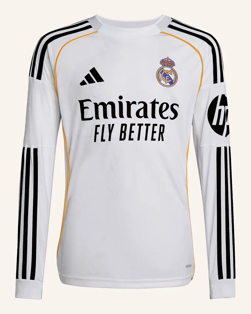 adidas REAL MADRID 25/26 LONG SLEEVE KIDS HEIMTRIKOT Weiss