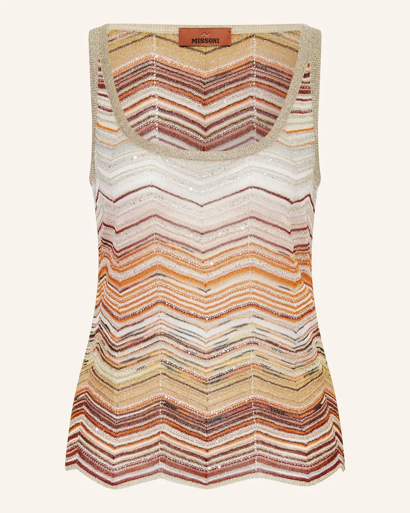 Missoni Stricktop mit Glitzergarn mit Pailletten Orange